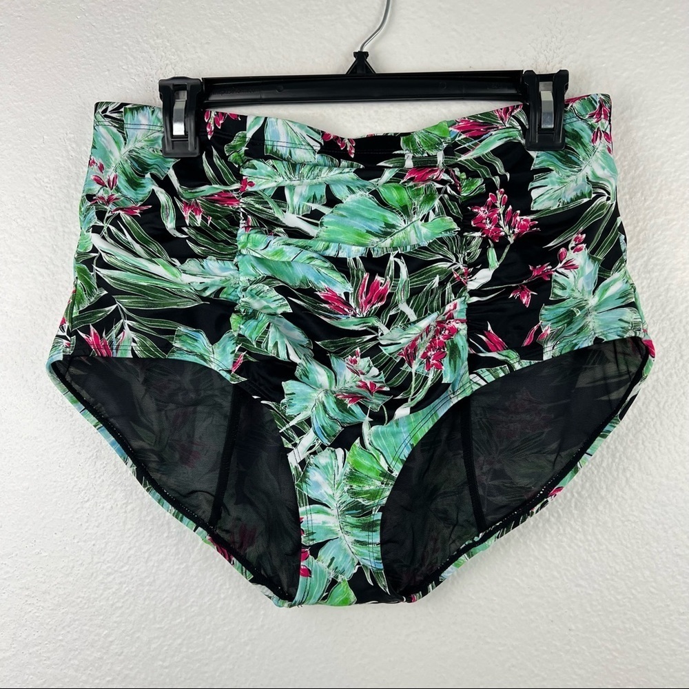 TORRID Tropical Bird of Paradise Ruched High Rise Bikini Bottoms, Size 0X
